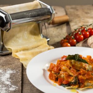 Spinach & Ricotta Ravioli in a fresh tomato basil sauce