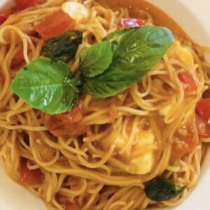 Angel Hair pasta with fresh tomatoes and Mozzarella